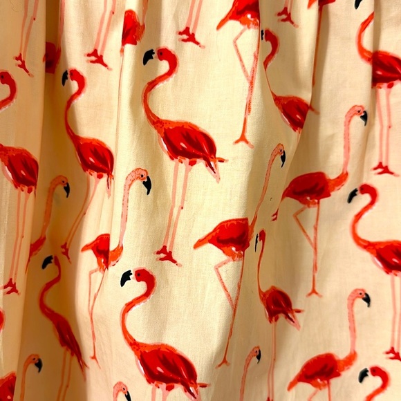 Jade Womens Cream & Red Flamingo Cotton Top Fringe Trim Sz Small Preppy Coastal - Picture 4 of 8